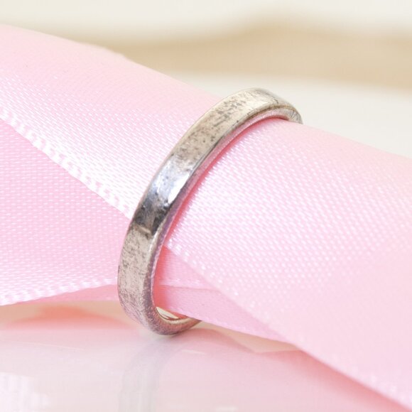 3mm Vintage Sterling Silver Flat Band Ring, Stamped 925, Sz7, Tarnish Jewelry - Picture 1 of 9